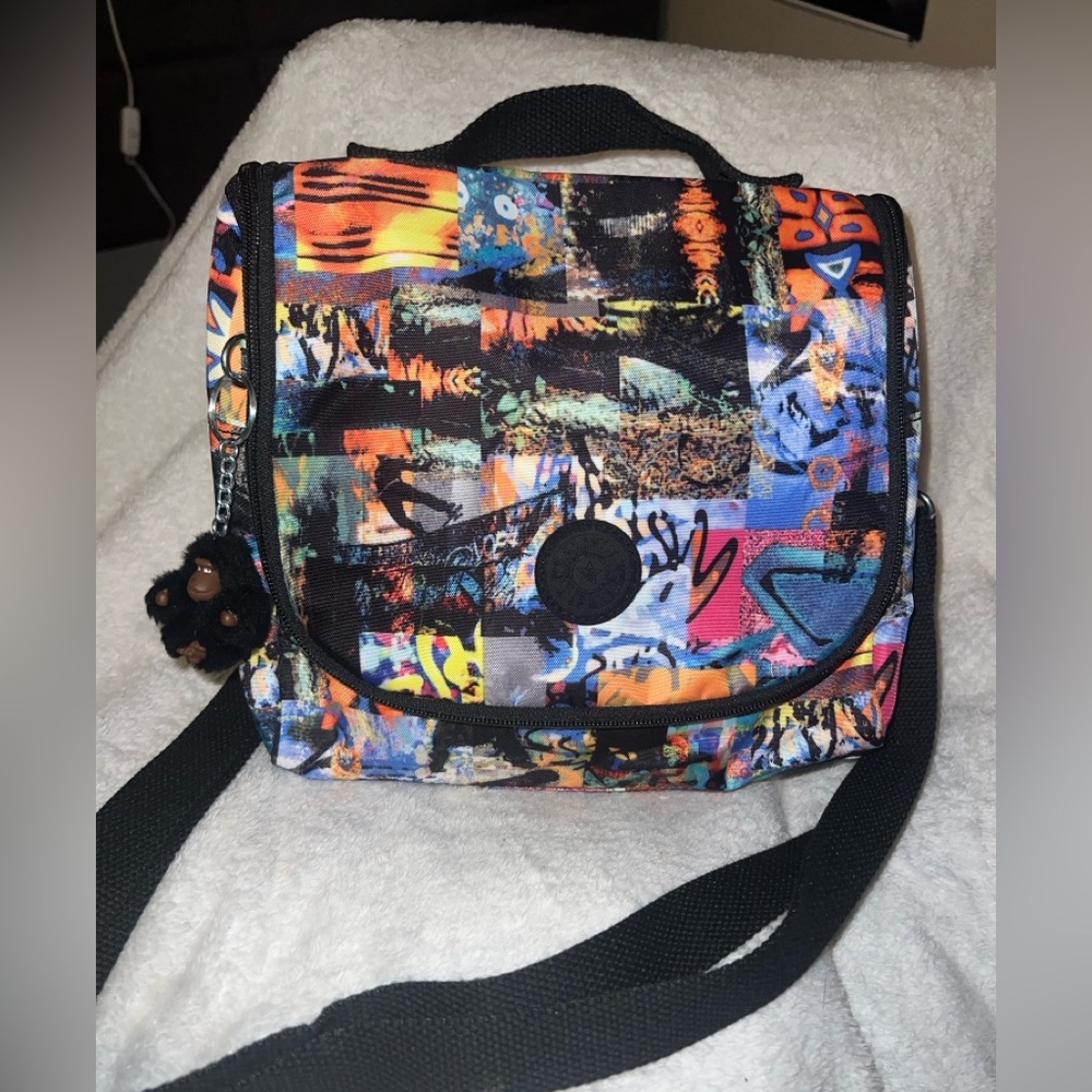 Kipling insulated lunch bag in a graffiti print